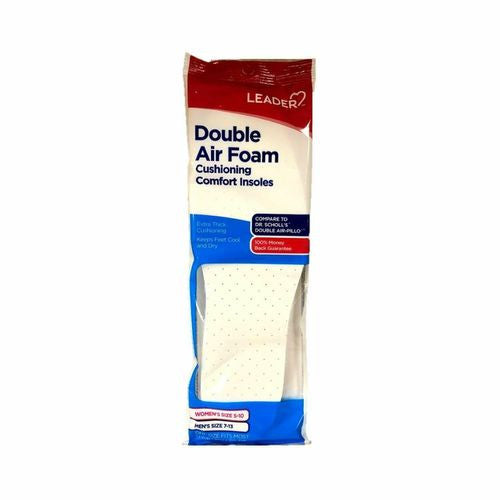 Leader Double Foam Cushioning Comfort Insoles, 1 pair